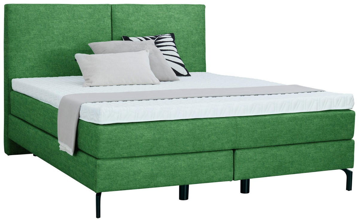 BOXSPRINGBETT 200/200 cm  Grün  - Schwarz/Grün, Konventionell, Textil/Metall (200/200cm) - Dieter Knoll
