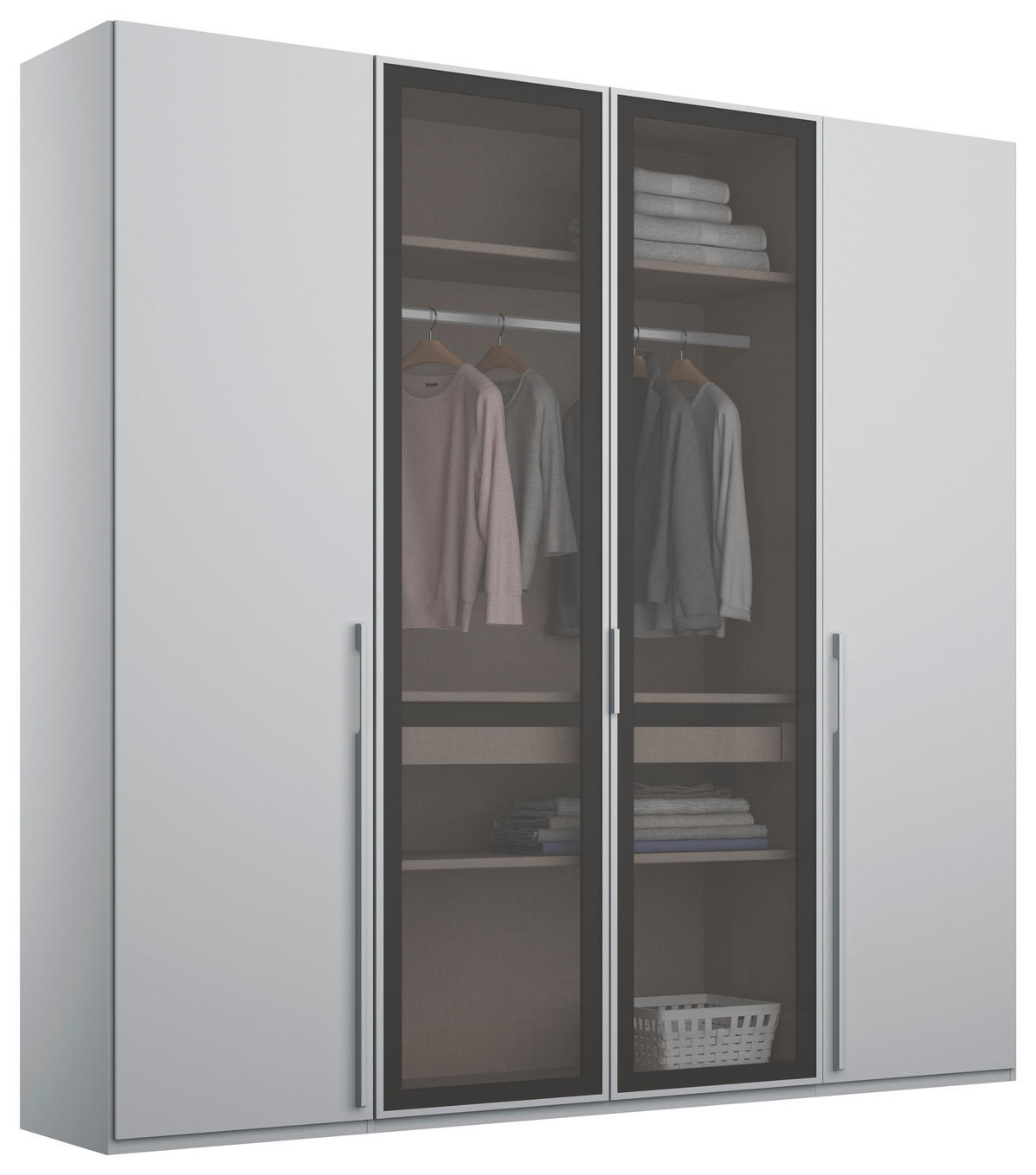 DREHTÜRENSCHRANK Grau, Hellgrau  - Hellgrau/Grau, Trend, Glas/Holzwerkstoff (201/223/60cm) - Novel