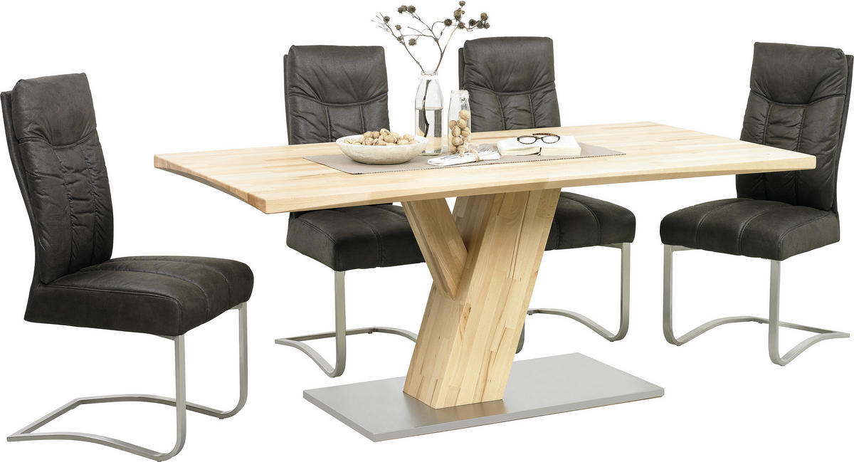ESSTISCH Kernbuche massiv rechteckig Buchefarben  - Buchefarben, Natur, Holz/Metall (180/90/76cm) - Livetastic