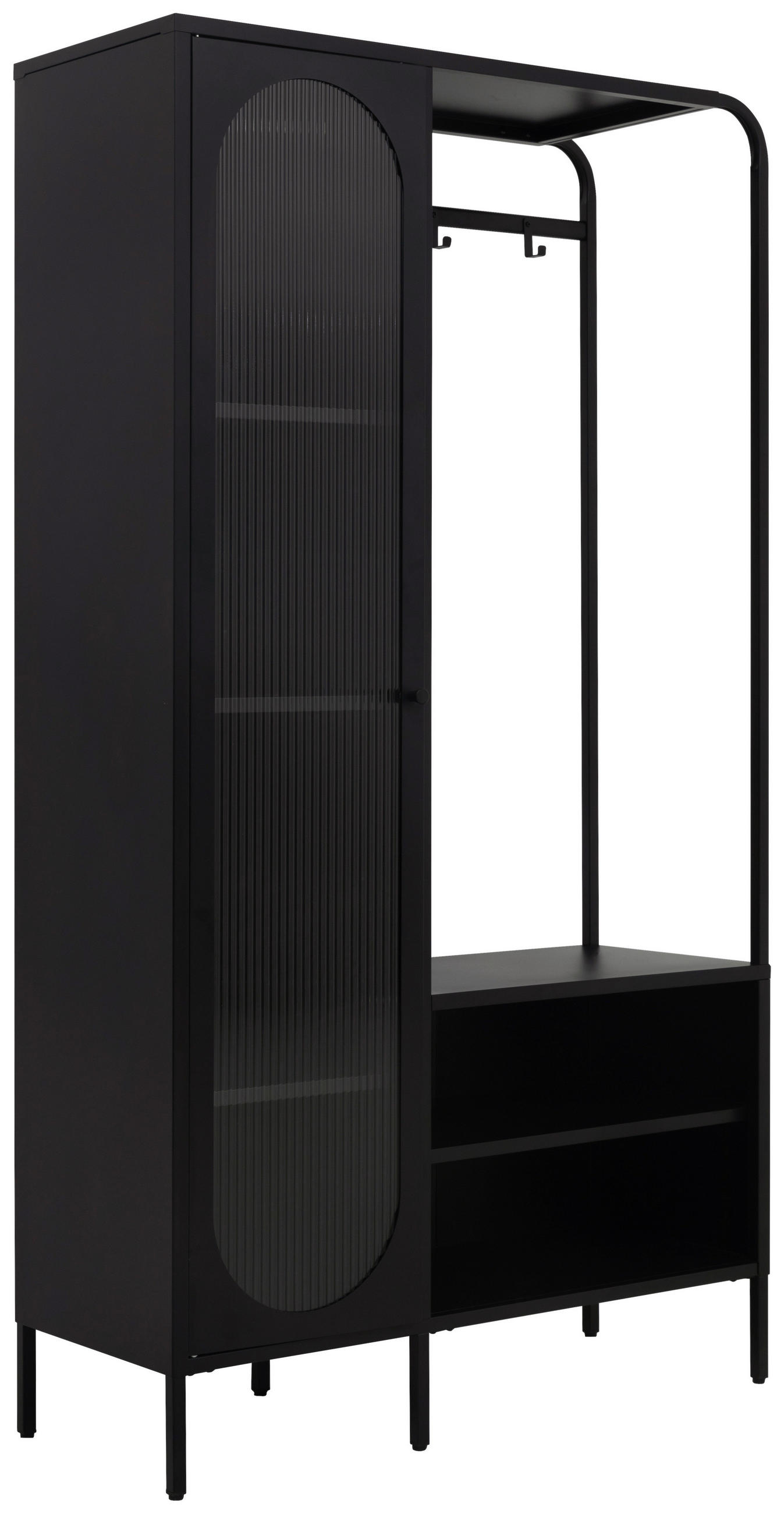 GARDEROBE  in 101,6/185/40 cm  - Schwarz, Design, Glas/Metall (101,6/185/40cm) - MID.YOU