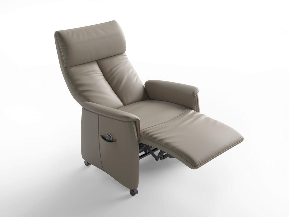 RELAXAČNÉ KRESLO, koža, sivá - čierna/sivá, Basics, koža/plast (76/110/84cm) - Sit & More