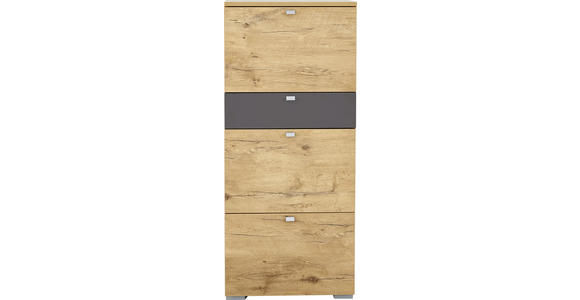 SCHUHKIPPER 60/140/34 cm - Eichefarben/Silberfarben, Design, Holzwerkstoff/Metall (60/140/34cm) - Moderano