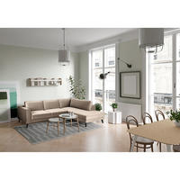 ECKSOFA in Samt, Velours Hellgrau  - Wengefarben/Hellgrau, Modern, Holz/Textil (201/85/260cm) - Trendmanufaktur