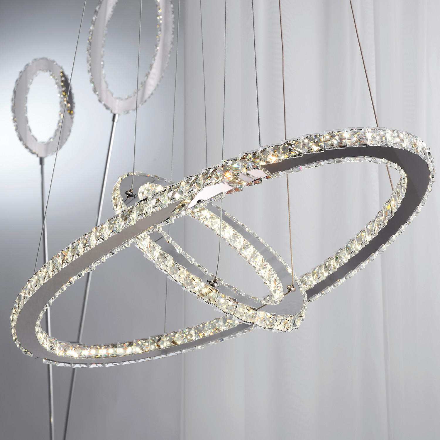 LED-HÄNGELEUCHTE 66/100 cm  - Chromfarben, Design, Glas/Metall (66/100cm)