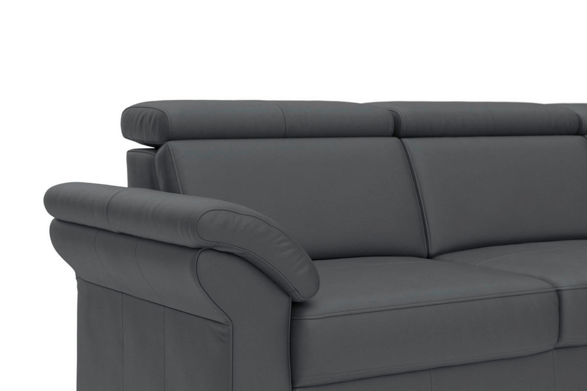 ECKSOFA 245/194 cm ARNGAST E in Echtleder Schwarz Kopfteilverstellung  245/194 cm  - Chromfarben/Schwarz, Basics, Leder/Textil (245/194cm) - Sit & More
