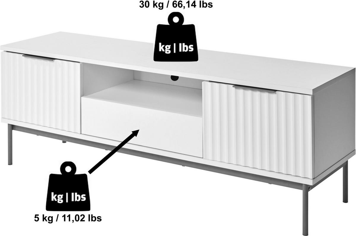 LOWBOARD  in 140/50/50 cm  - Weiss/Goldfarben, Modern, Holzwerkstoff/Metall (140/50/50cm) - Livetastic