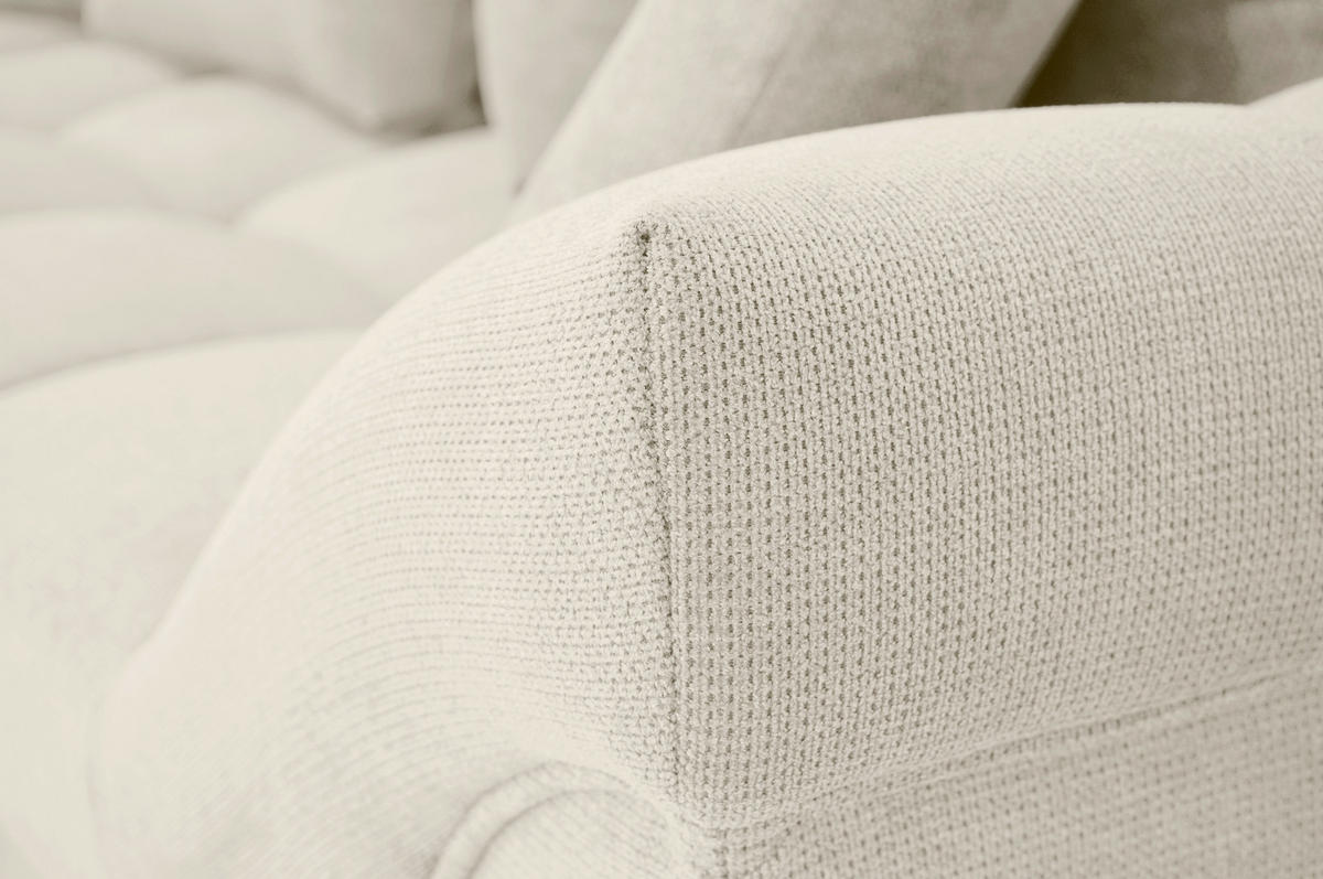 ECKSOFA in Flachgewebe, Mikrofaser Creme  - Chromfarben/Creme, Design, Kunststoff/Textil (198/312cm) - Livetastic