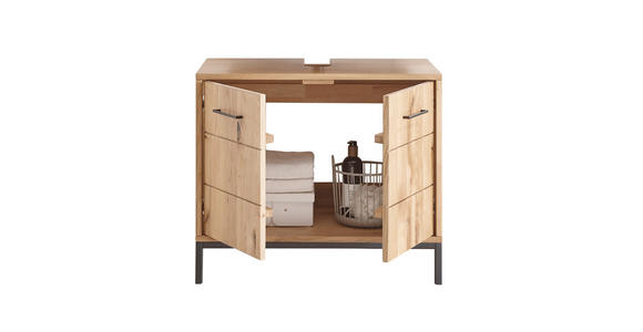 WASCHBECKENUNTERSCHRANK 70/60/40 cm  - Wildeiche/Schwarz, Basics, Holz/Metall (70/60/40cm) - Linea Natura