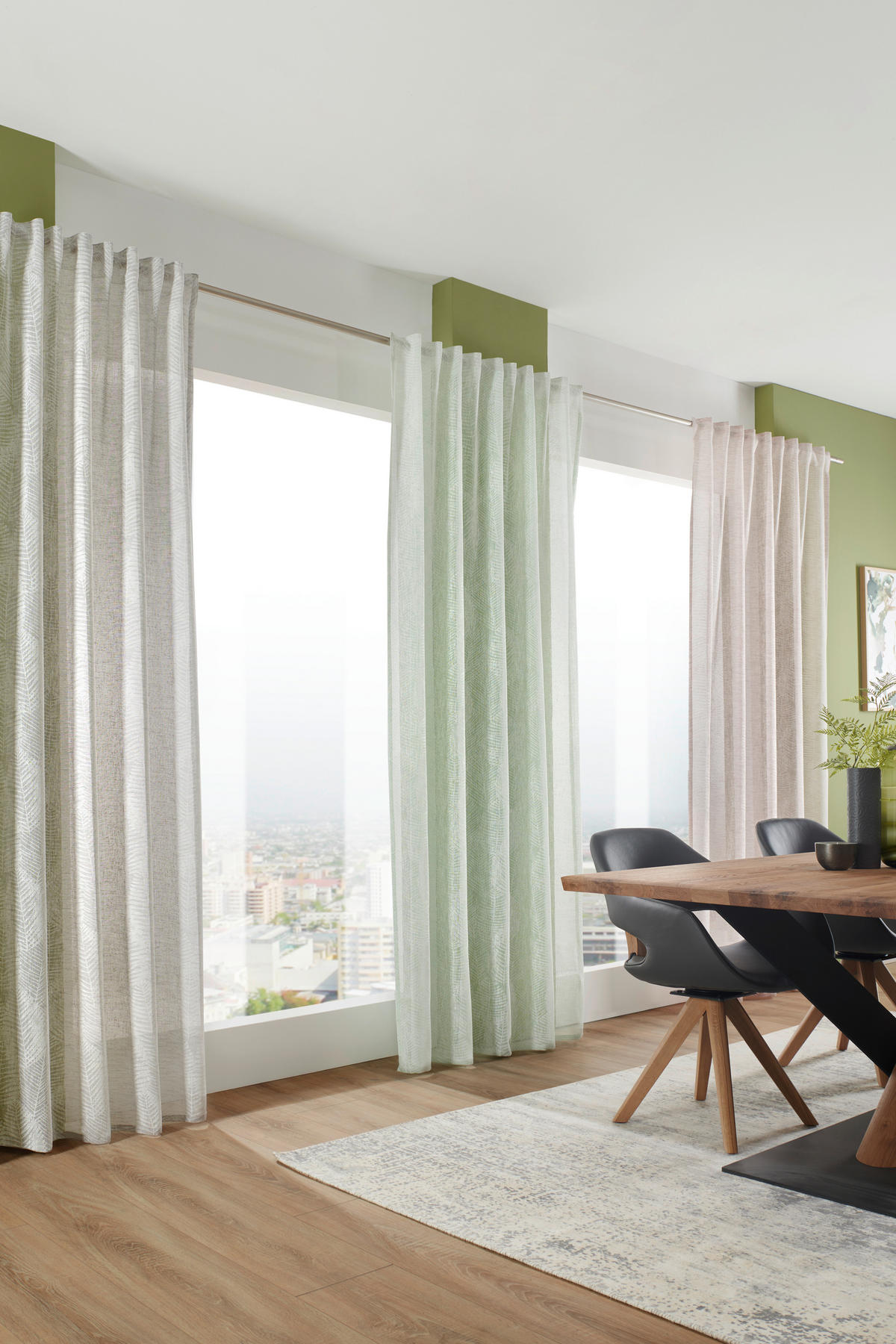 HOTOVÝ ZÁVĚS, poloprůhledné, 140/245 cm - zelená, Design, textil (140/245cm) - Esposa