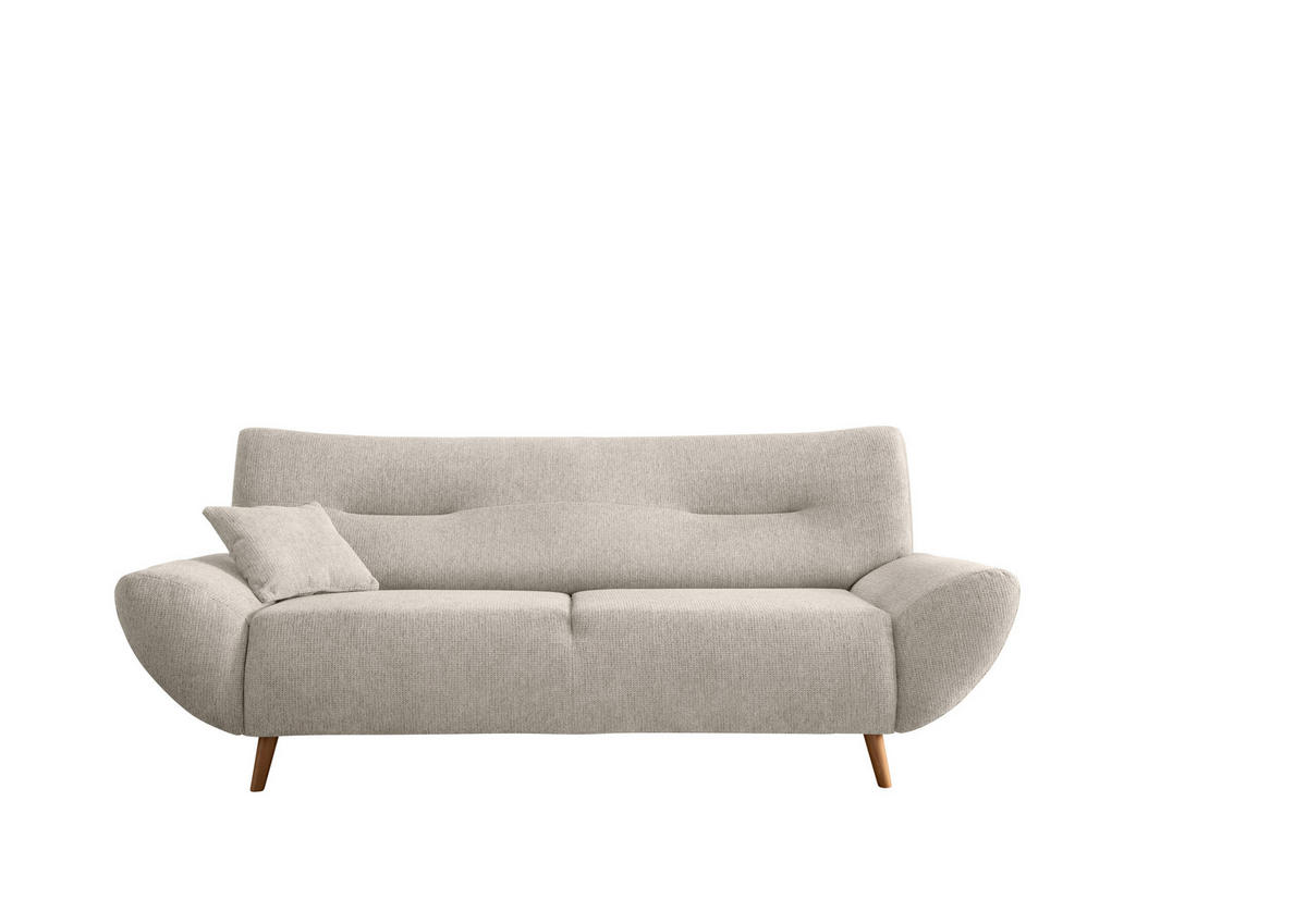 3-SITZER-SOFA Chenille Beige  - Wildeiche/Beige, Modern, Holz/Textil (205/81/90cm) - MID.YOU