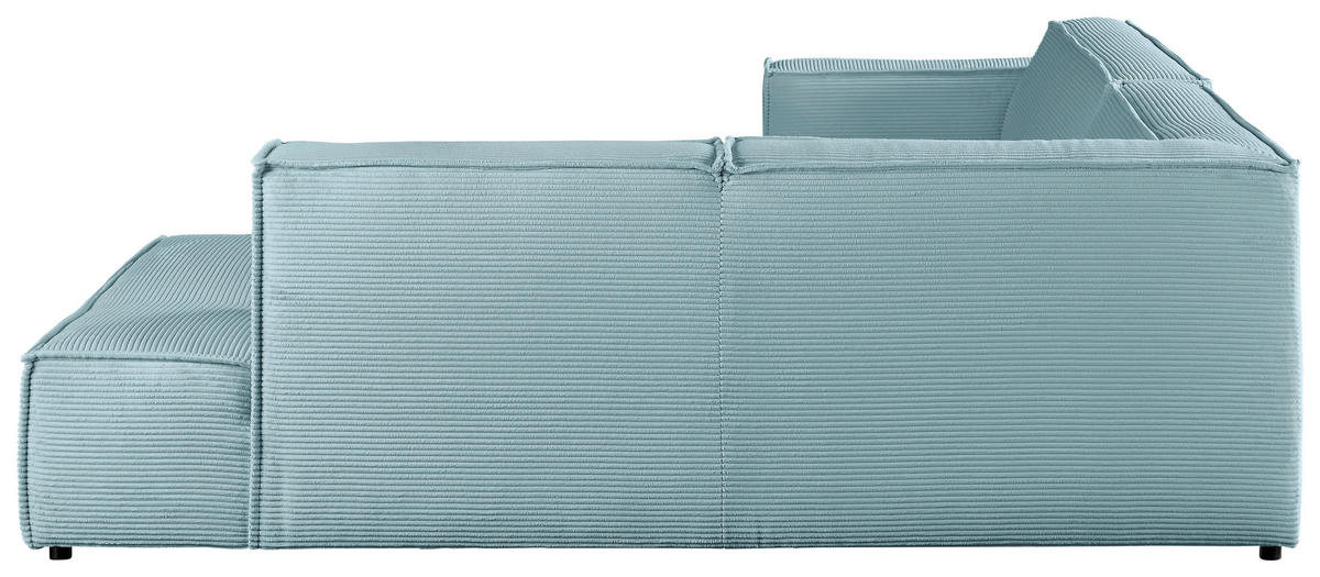 ECKSOFA in Cord Hellblau  - Schwarz/Hellblau, Konventionell, Kunststoff/Textil (254/224cm) - Hom`in