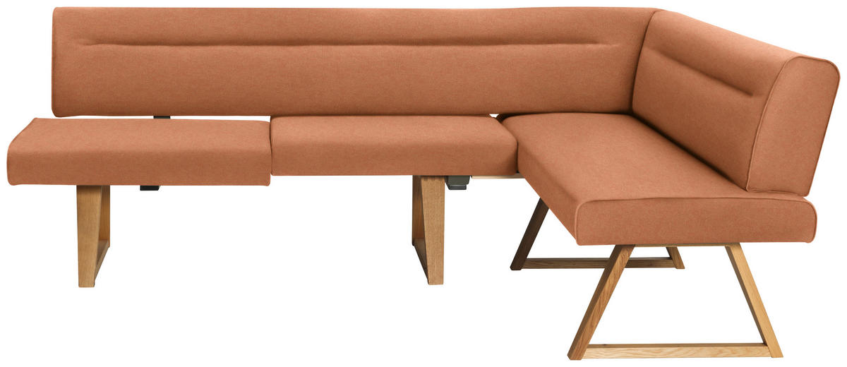 ECKBANK 230/170 cm Mikrofaser, Lederlook (vegan) Eichefarben, Cognac Wildeiche massiv   - Eichefarben/Cognac, KONVENTIONELL, Holz/Textil (230/170cm) - Moderano