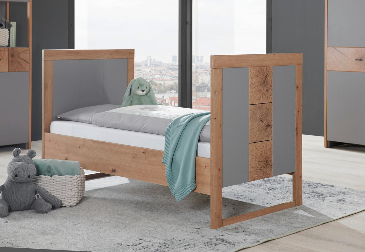 SPJÄLSÄNG Flavo  144/76/86 cm   - grå/ekfärgad, Trend, trämaterial (144/76/86cm) - Jimmylee