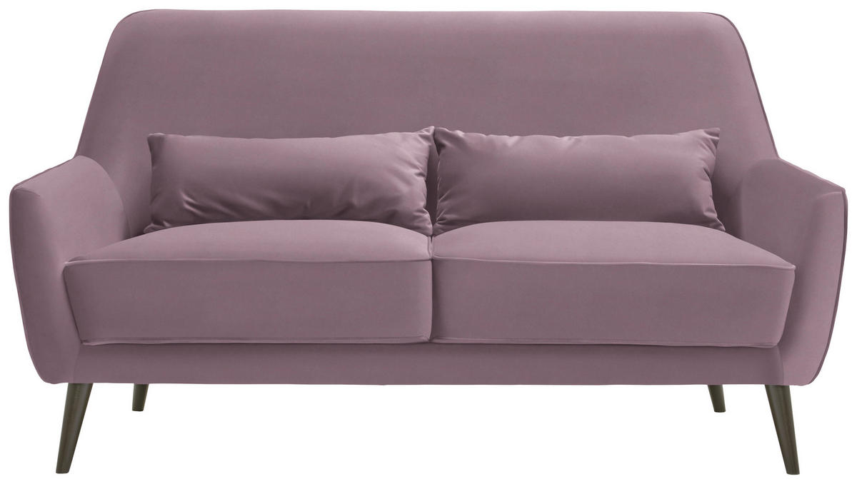 3-SITZER-SOFA in Mikrofaser Altrosa  - Schwarz/Altrosa, Trend, Holz/Textil (160/86/80cm) - Carryhome