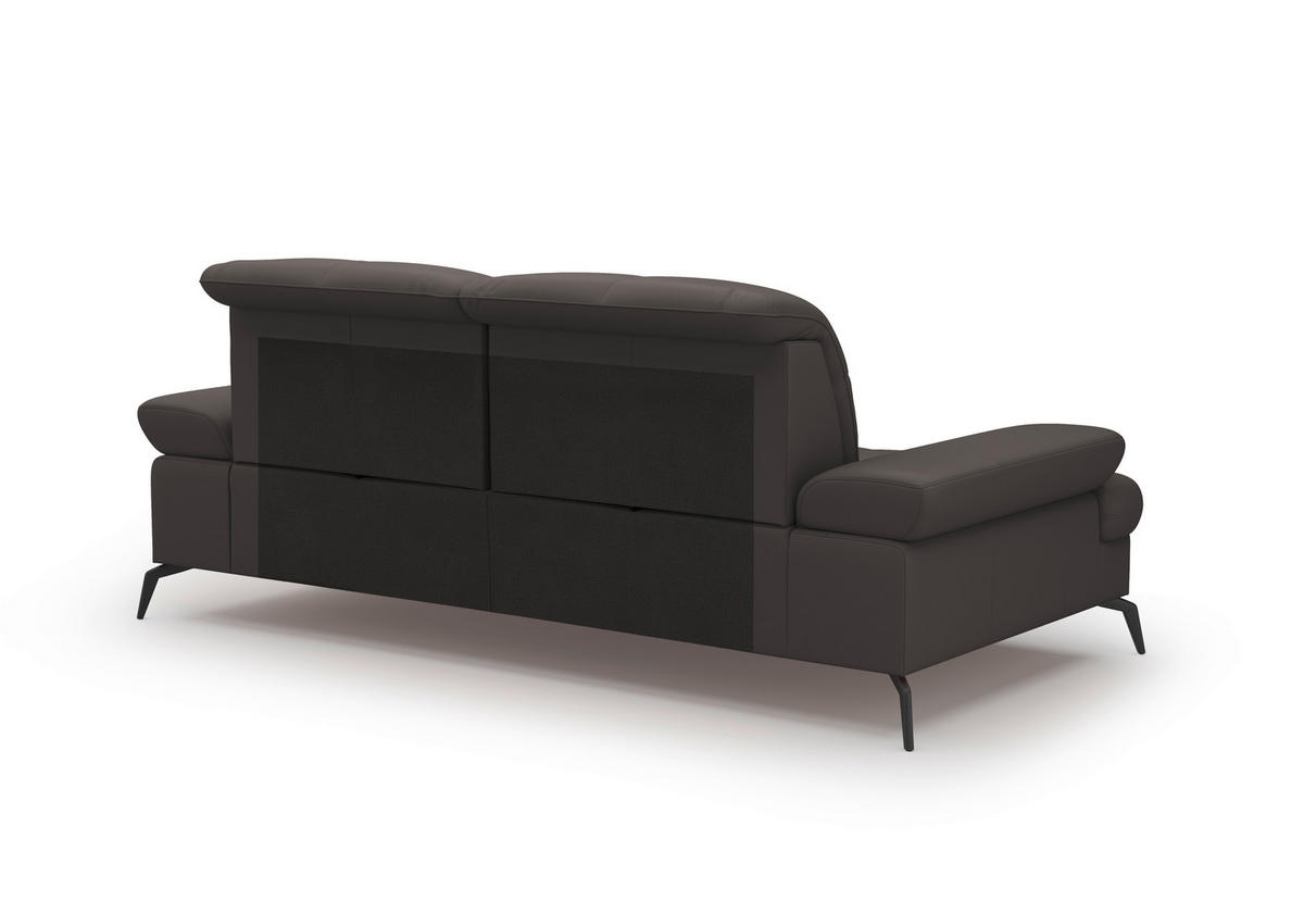 3-SITZER-SOFA in Vliesstoff Kombination Echtleder/Stoff Mokka  - Schwarz/Mokka, Konventionell, Leder/Textil (212/90/122cm) - Sit & More
