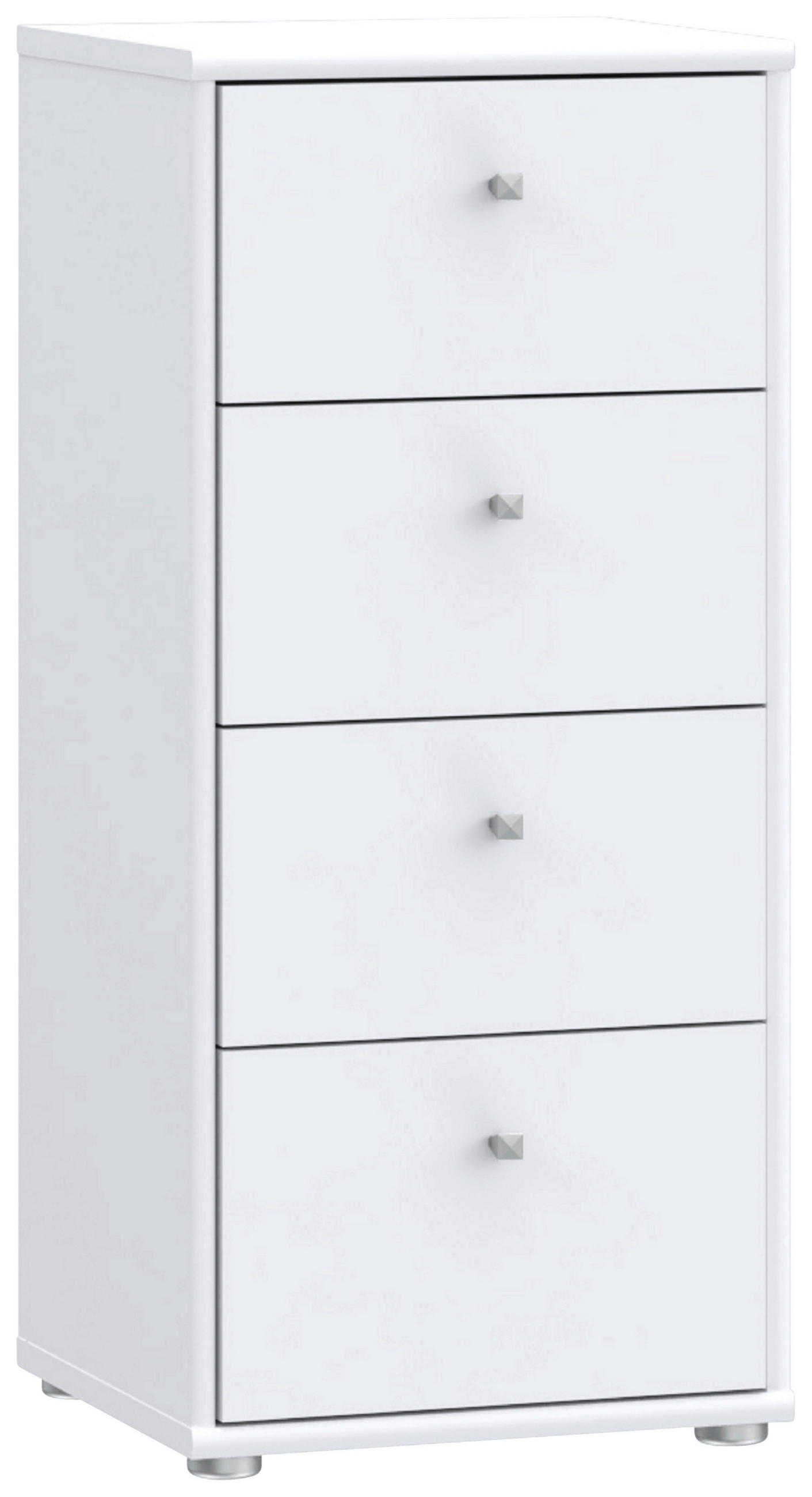 KOMMODE Weiß - Alufarben/Weiß, Design (38,6/85,5/34,8cm)