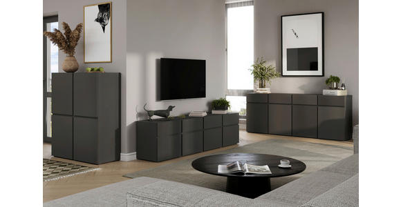 SIDEBOARD  200/79,6/39,8 cm 4 Schublade(n)  - Anthrazit/Schwarz, Design, Holzwerkstoff/Kunststoff (200/79,6/39,8cm) - Xora