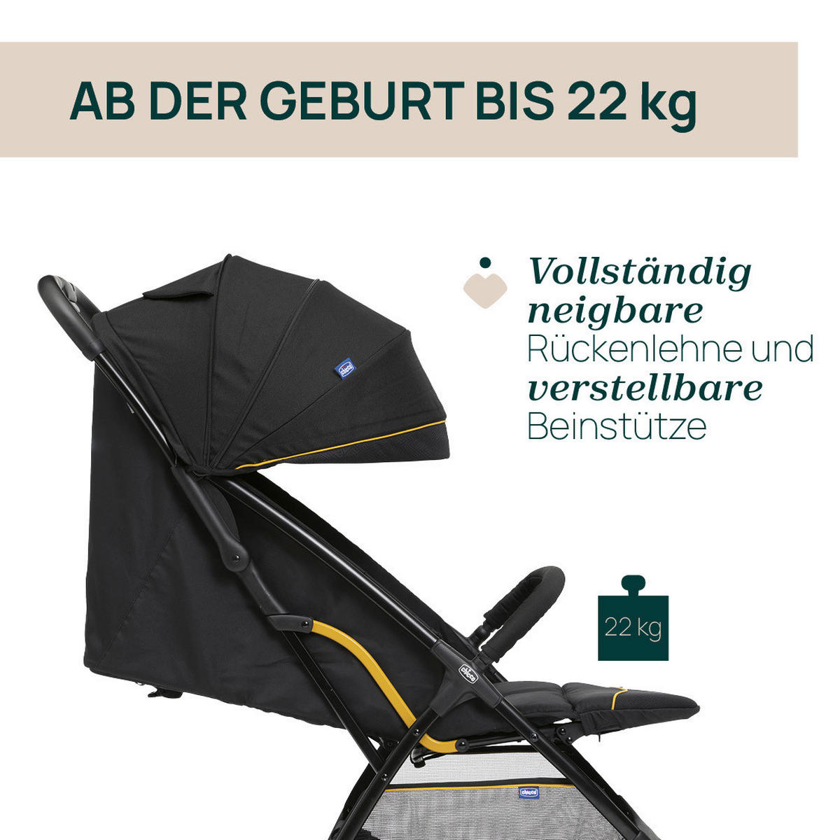 BUGGY GLEE  - Schwarz, Basics, Textil/Metall (49/87/106cm) - Chicco