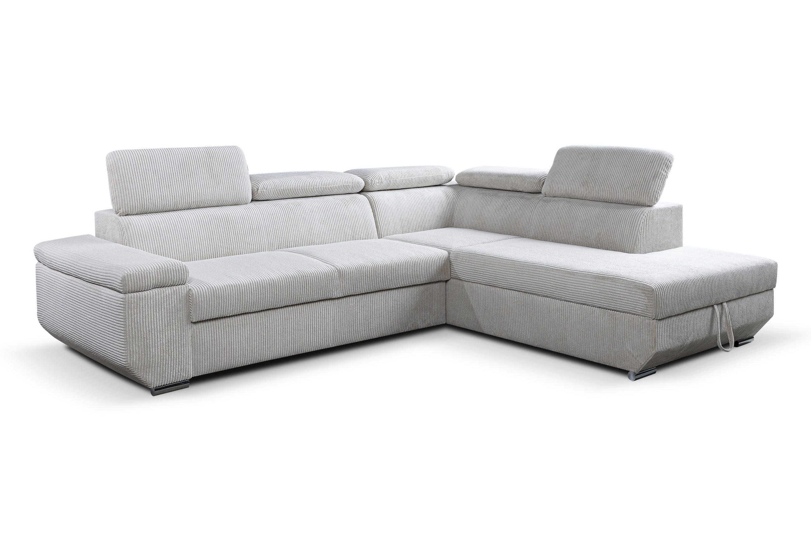 ECKSOFA LARS I Creme Cord  - Chromfarben/Creme, Design, Kunststoff/Textil (215/264cm) - Livetastic