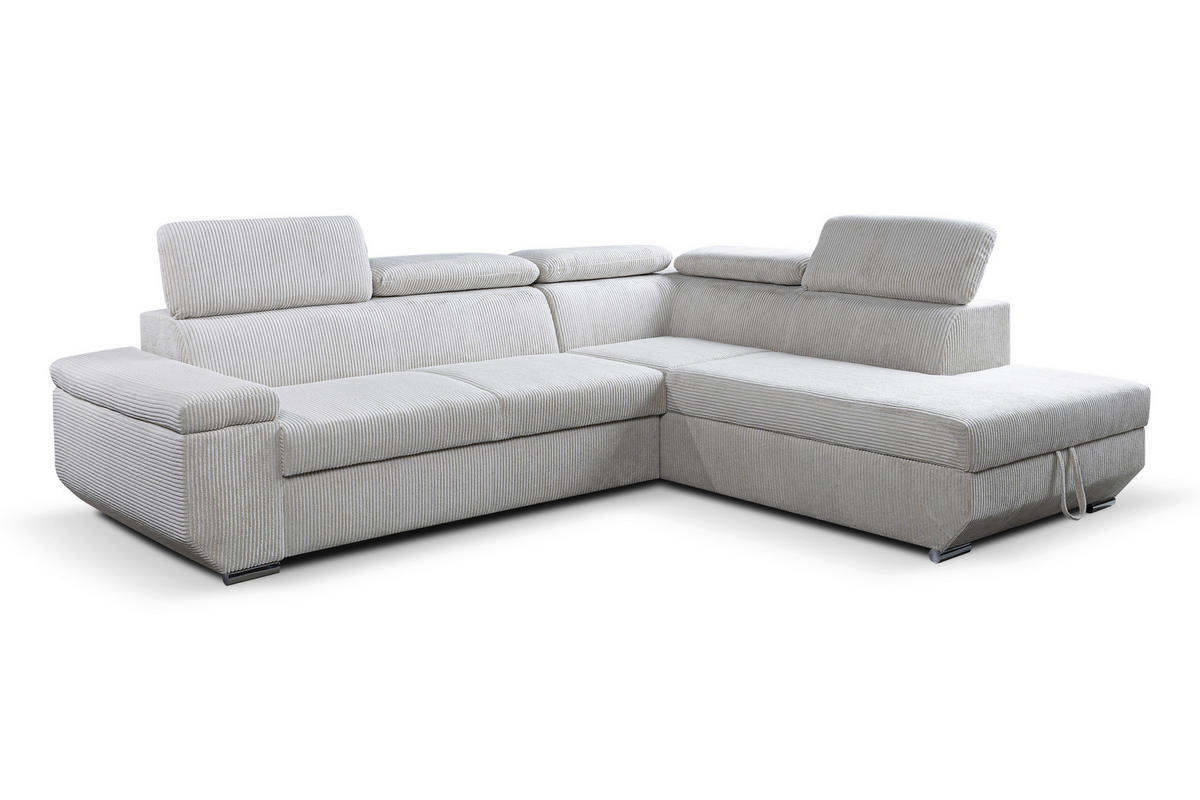 ECKSOFA LARS I Creme Cord  - Chromfarben/Creme, Design, Kunststoff/Textil (215/264cm) - Livetastic