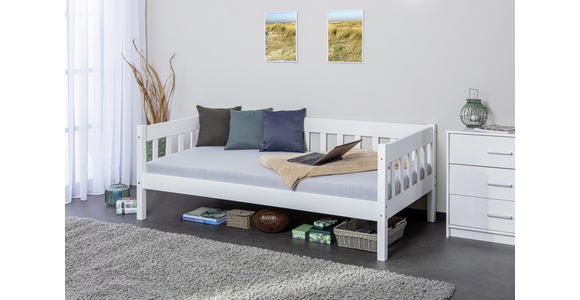 BETT Kiefer massiv 90/200 cm Weiß  - Weiß, KONVENTIONELL, Holz (90/200cm) - Carryhome