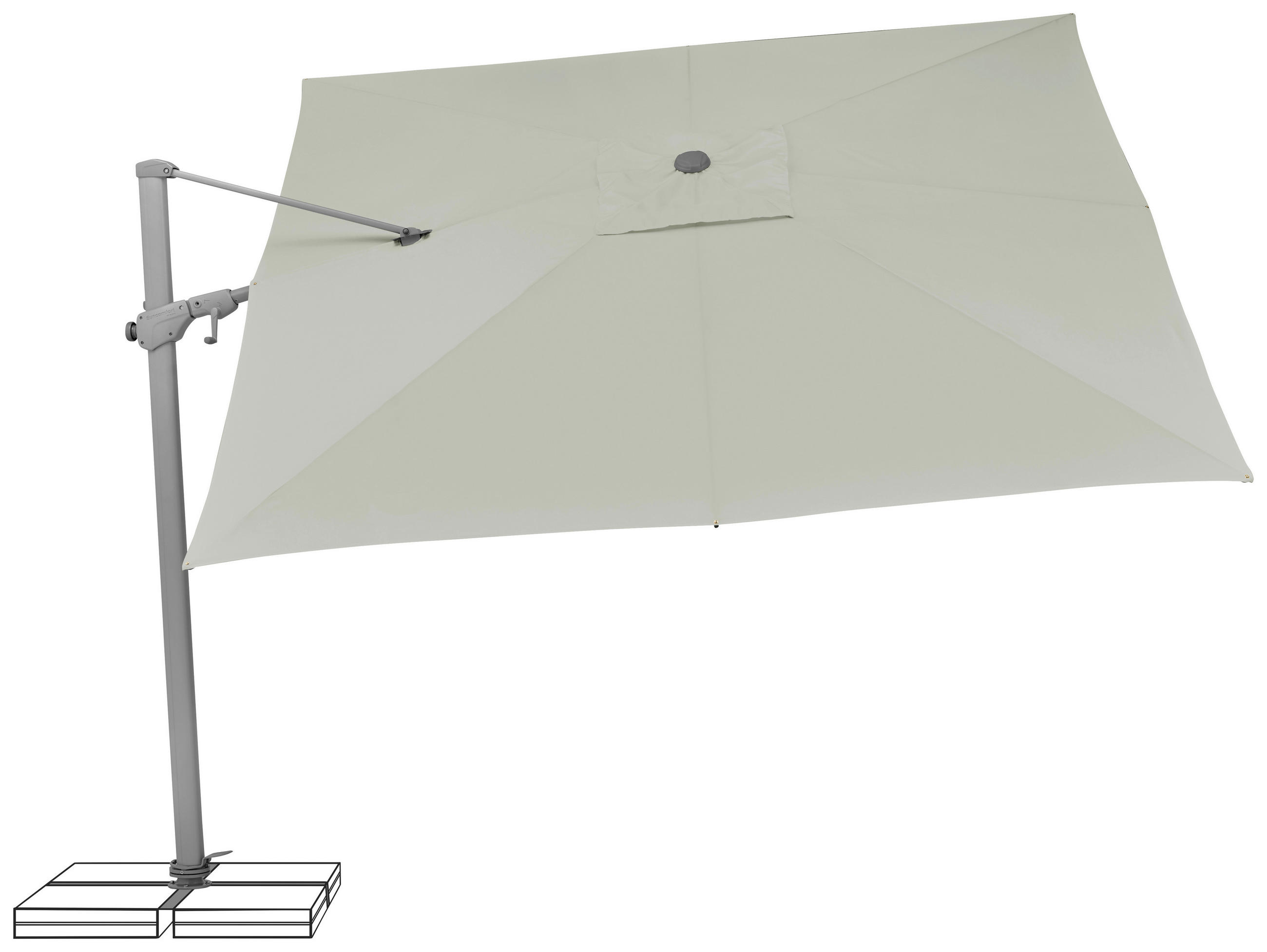 AMPELSCHIRM 300x300 cm  - Silberfarben/Hellgrau, Basics, Textil/Metall (300/300cm) - Suncomfort by Glatz