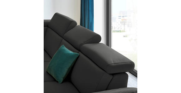 ECKSOFA in Echtleder Anthrazit  - Anthrazit/Schwarz, Design, Leder/Metall (239/289cm) - Cantus