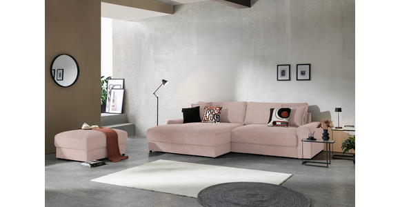 ECKSOFA in Cord Rosa  - Schwarz/Rosa, MODERN, Kunststoff/Textil (180/300cm) - Carryhome