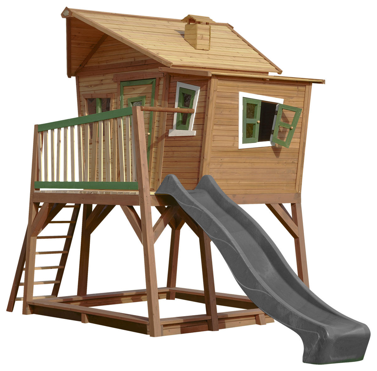 SPIELTURM 432/288/193 cm  - Braun/Grau, KONVENTIONELL, Holz (432/288/193cm) - Ambia Garden