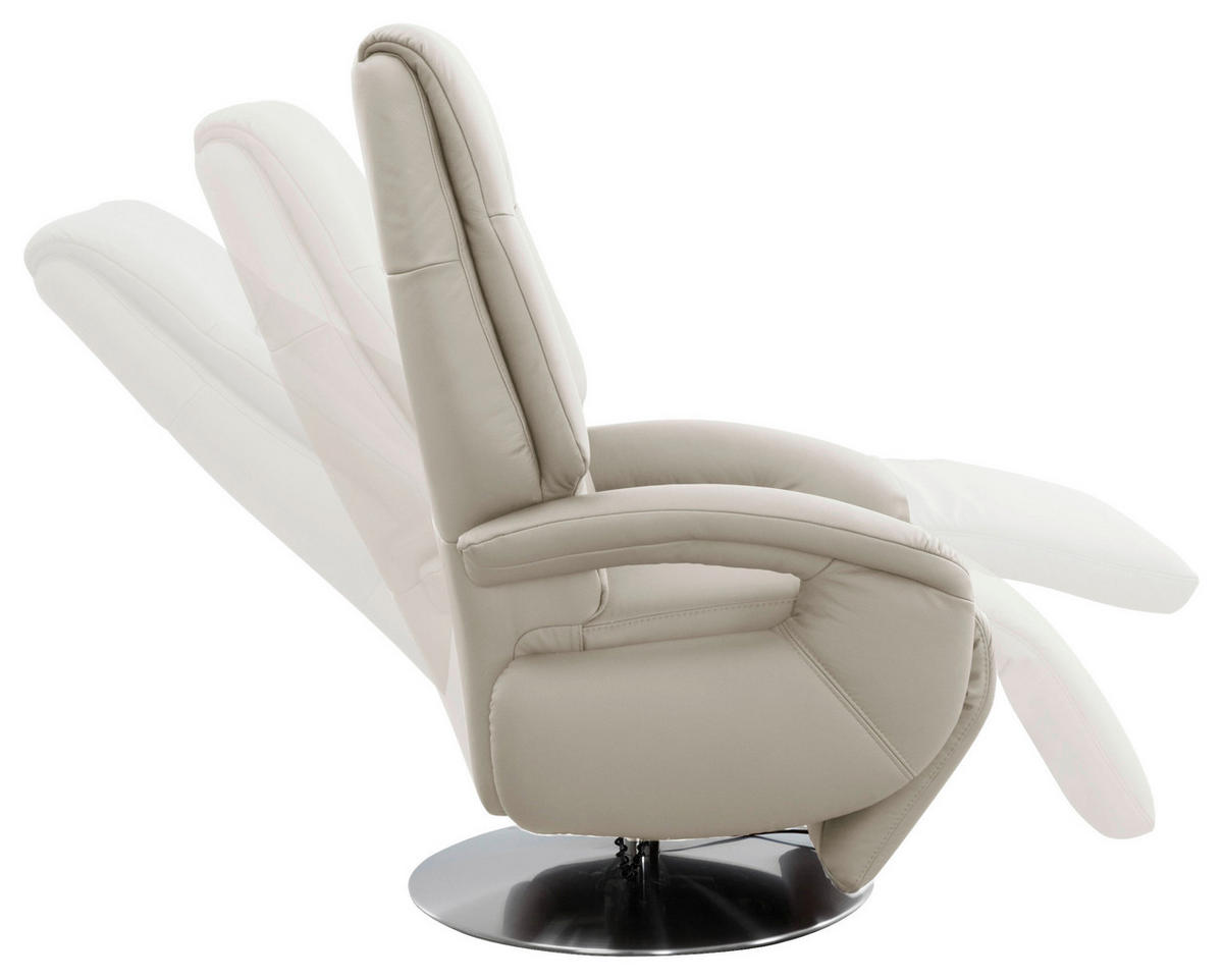 RELAXSESSEL Echtleder    - Chromfarben/Weiß, KONVENTIONELL, Leder/Metall (74/111/77cm) - Sit & More
