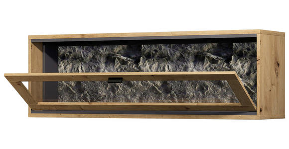 HÄNGEVITRINE in Graphitfarben, Eiche Artisan   - Schwarz/Graphitfarben, Design, Glas/Holzwerkstoff (130/45/40cm) - Cantus