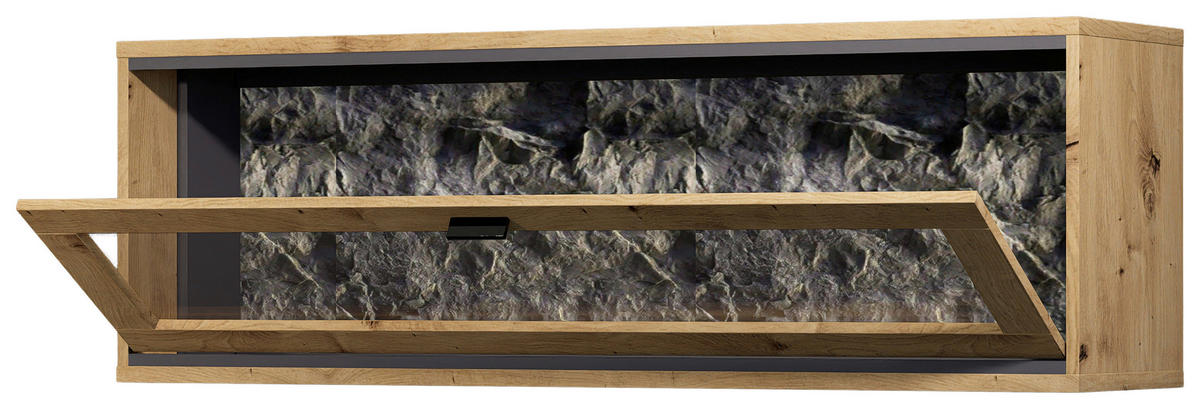 HÄNGEVITRINE in Graphitfarben, Eiche Artisan   - Schwarz/Graphitfarben, Design, Glas/Holzwerkstoff (130/45/40cm) - Cantus