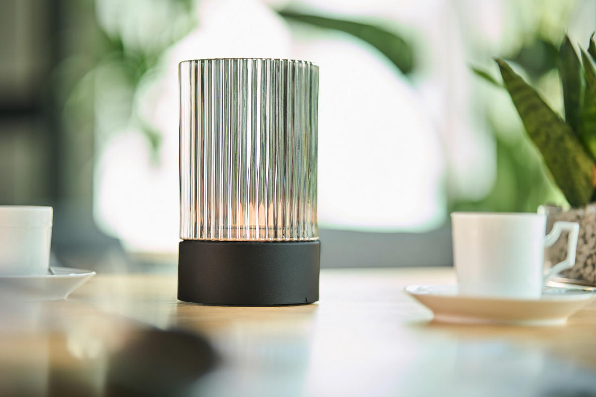 AKKU-TISCHLEUCHTE Ariva Pro 12/20 cm  - Grau, Design, Glas/Metall (12/20cm)