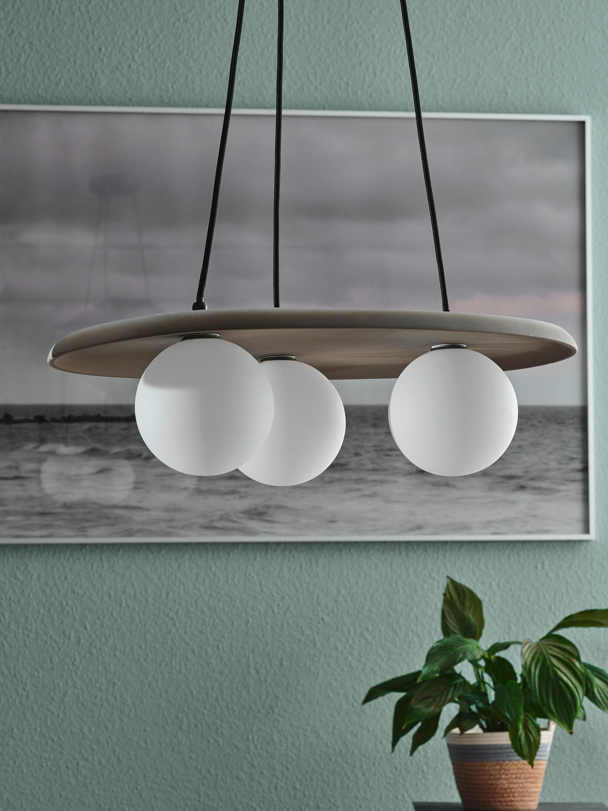 PENDELLEUCHTE 50/38,5/150 cm  - Grau, Natur, Glas/Stein (50/38,5/150cm) - Ledvance