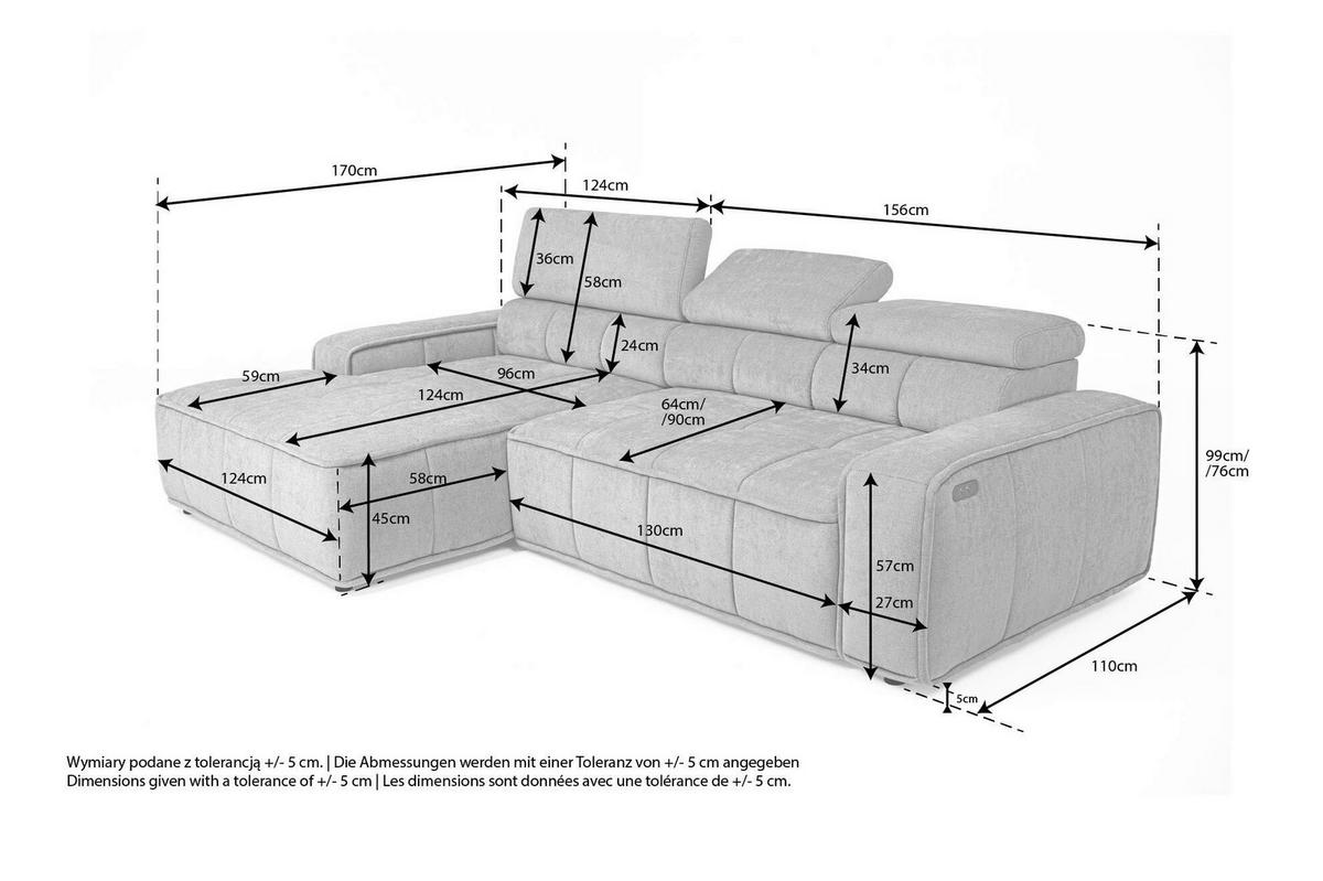 Colțar, textil, măsliniu - negru/măsliniu, Modern, plastic/textil (170/76-99/280cm) - Welnova