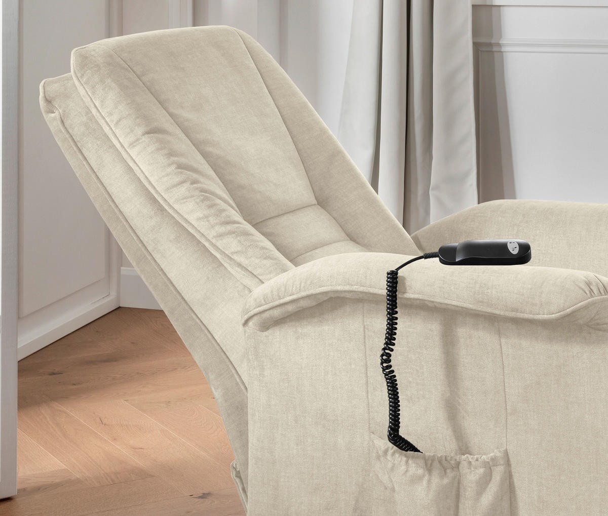 FERNSEHSESSEL in Velours Beige  - Beige/Schwarz, Design, Kunststoff/Textil (77/107/88cm) - Livetastic