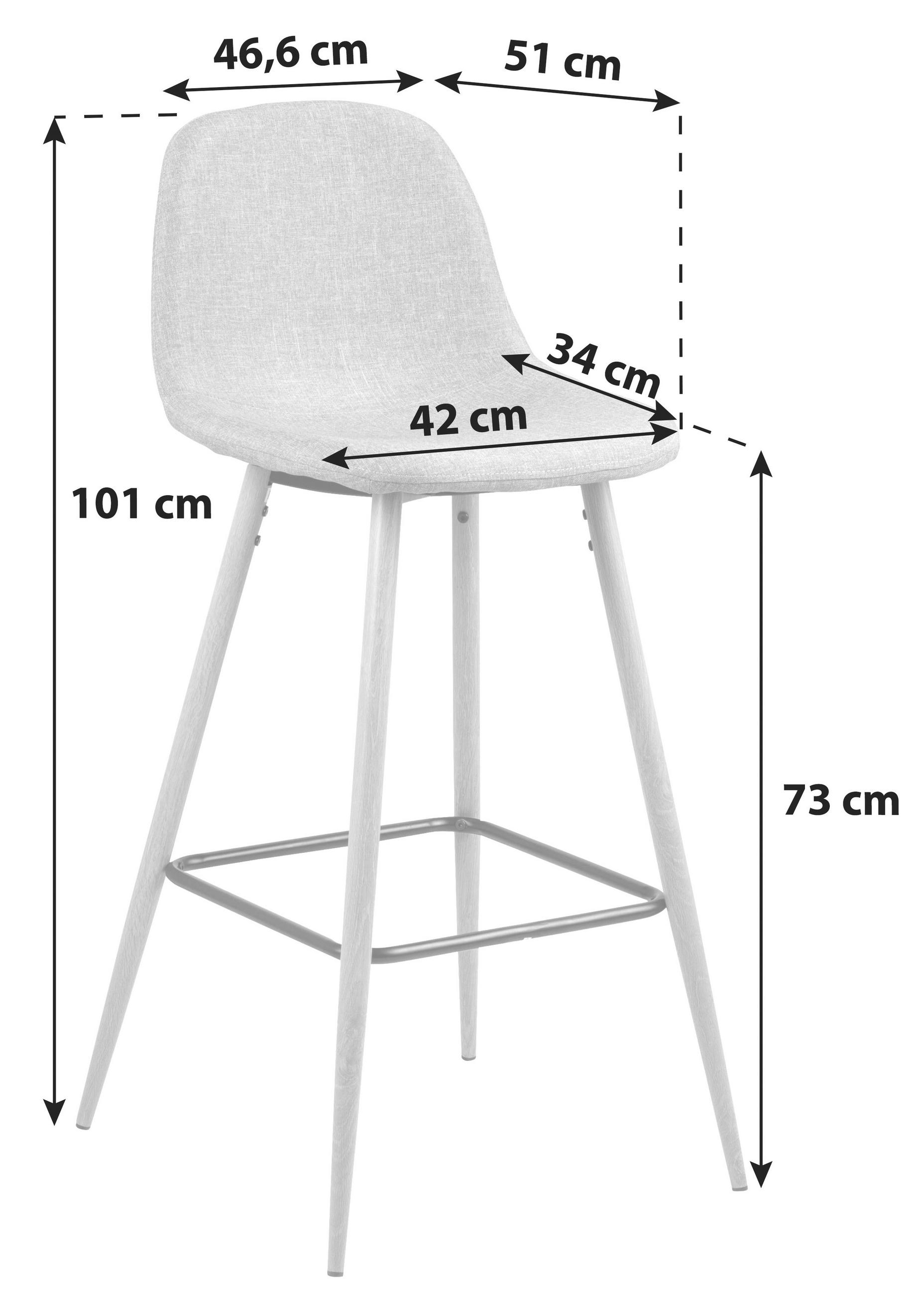 Thumbnail - Mid.you Barhocker, Grau, Schwarz, Metall, Textil, 46.6x101x51 cm, Reach, Esszimmer, Barmöbel, Barhocker