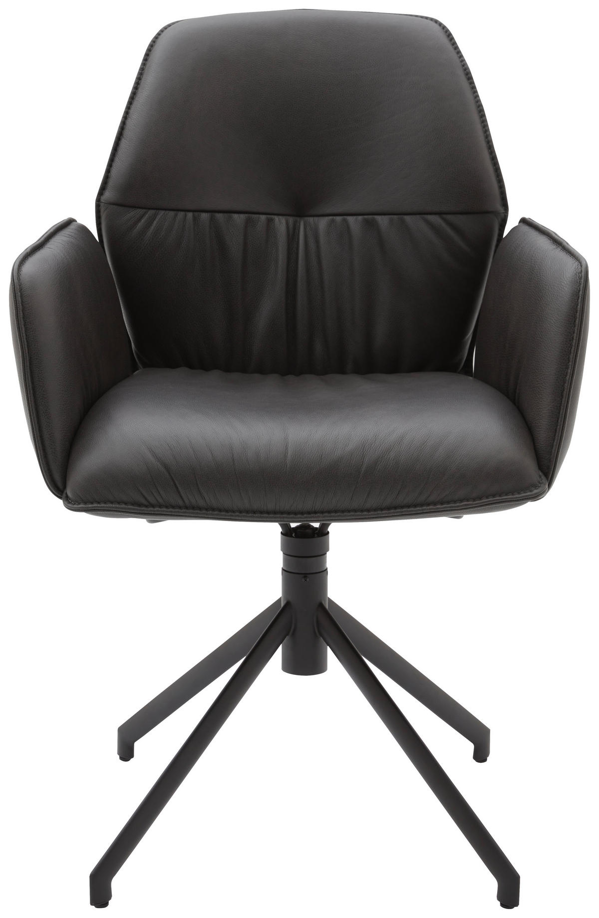 ARMLEHNSTUHL  in Echtleder pigmentiert  - Graphitfarben/Schwarz, Design, Leder (66/89/66cm) - Dieter Knoll