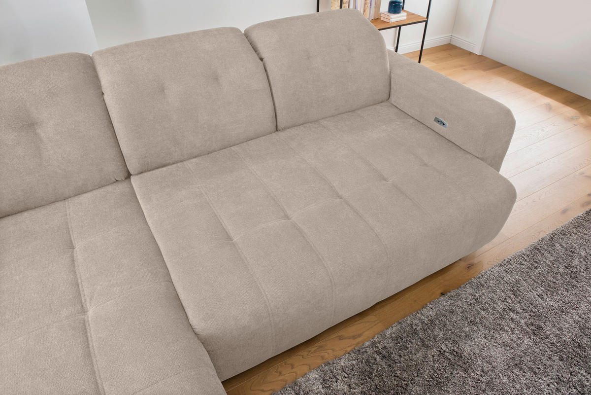 ECKSOFA Mikrofaser Beige  - Beige/Schwarz, Modern, Textil/Metall (185/292cm) - Livetastic