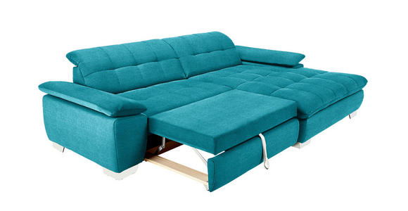 ECKSOFA in Mikrofaser Türkis 265/180 cm - Türkis/Chromfarben, Design, Textil/Metall (265/180cm) - Carryhome