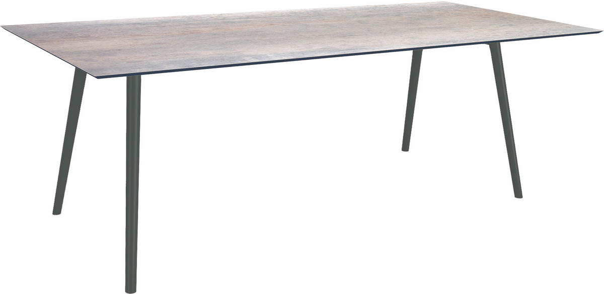 GARTENTISCH Kunststoff Grau rechteckig  - Schwarz/Grau, MODERN, Kunststoff/Metall (220/100/75cm) - Stern