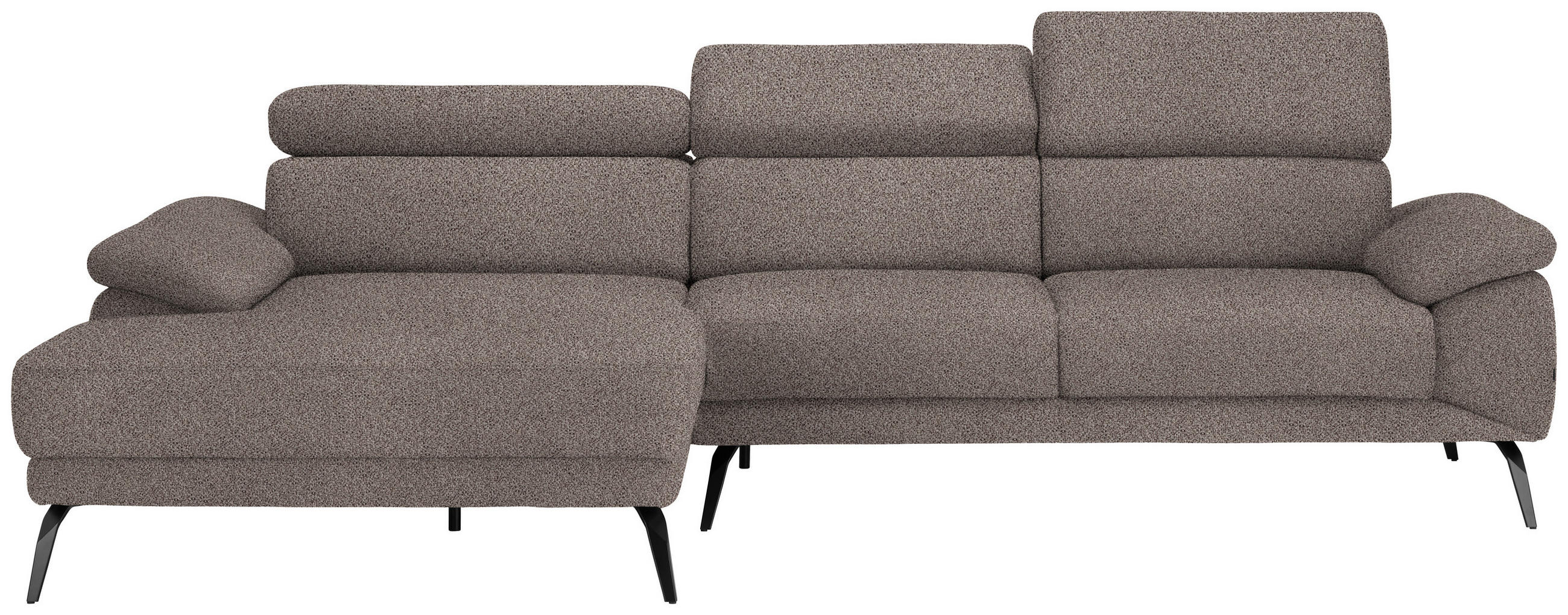 ECKSOFA in Velours Graubraun  - Graubraun/Schwarz, Design, Textil/Metall (187/295cm) - Novel