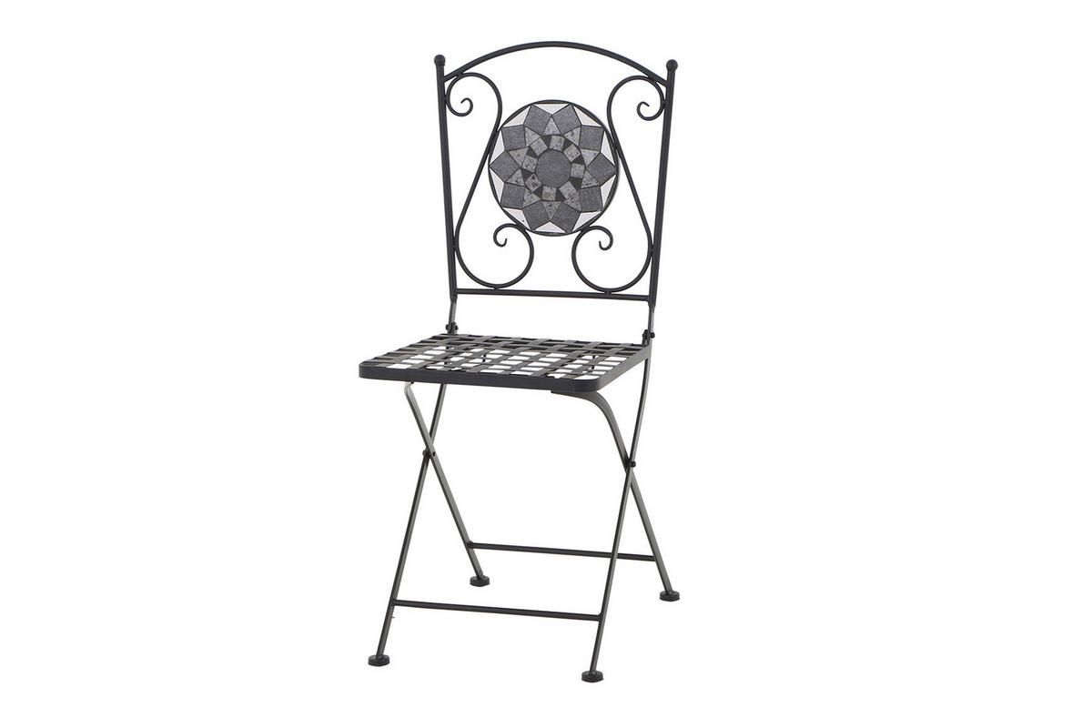 GARTENKLAPPSTUHL Stahl Schwarz  - Schwarz, KONVENTIONELL, Keramik/Metall (39/88,5/49,5cm) - Siena Garden