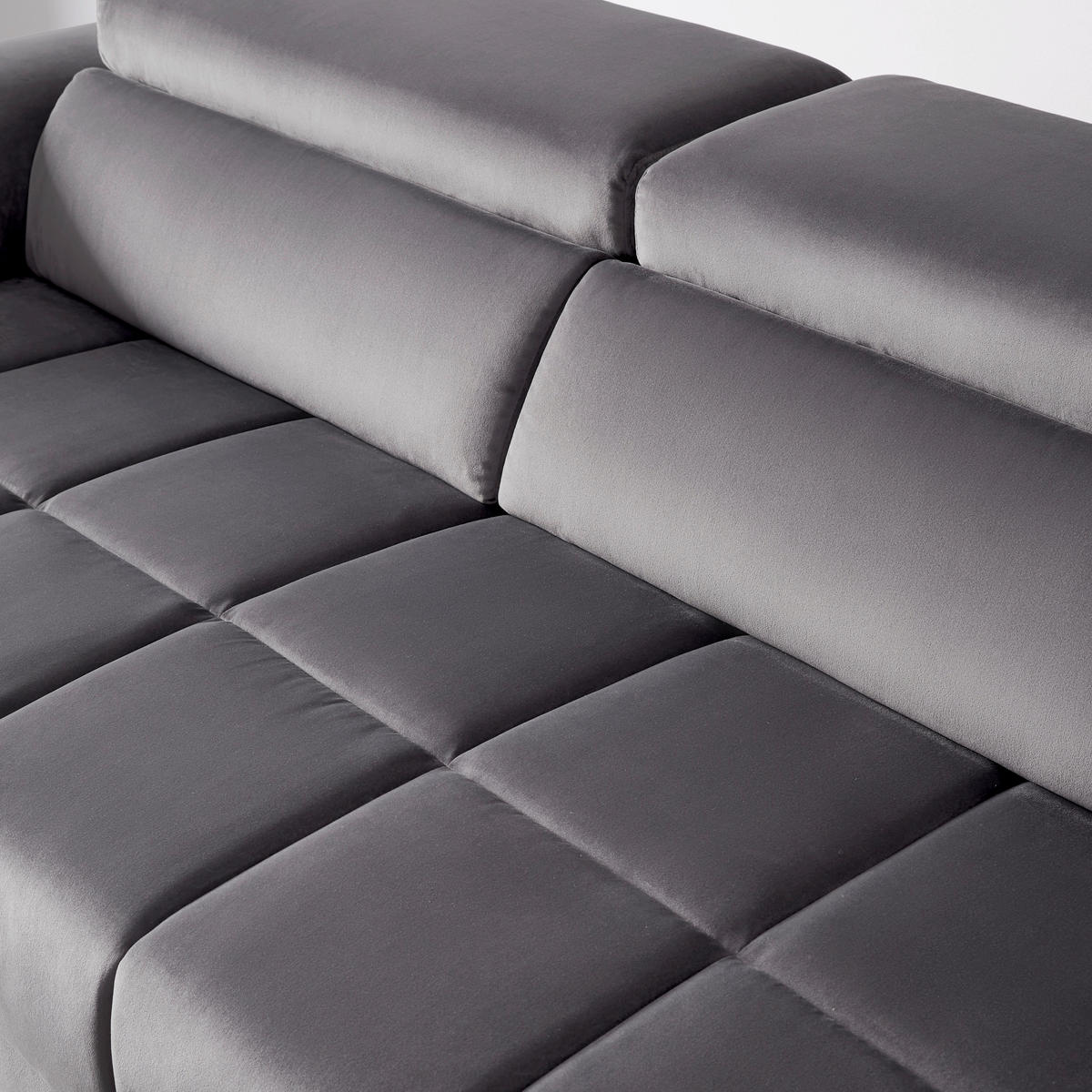 ECKSOFA in Samt Dunkelgrau  - Dunkelgrau/Silberfarben, Modern, Kunststoff/Textil (299/210cm) - Livetastic