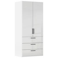 DREHTÜRENSCHRANK 101/223/61 cm,  in Weiß, Weiß Hochglanz, 2-türig  - Weiß Hochglanz/Schwarz, Basics, Holzwerkstoff/Metall (101/223/61cm) - Novel