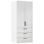 DREHTÜRENSCHRANK 101/223/61 cm,  in Weiß, Weiß Hochglanz, 2-türig  - Weiß Hochglanz/Schwarz, Basics, Holzwerkstoff/Metall (101/223/61cm) - Novel