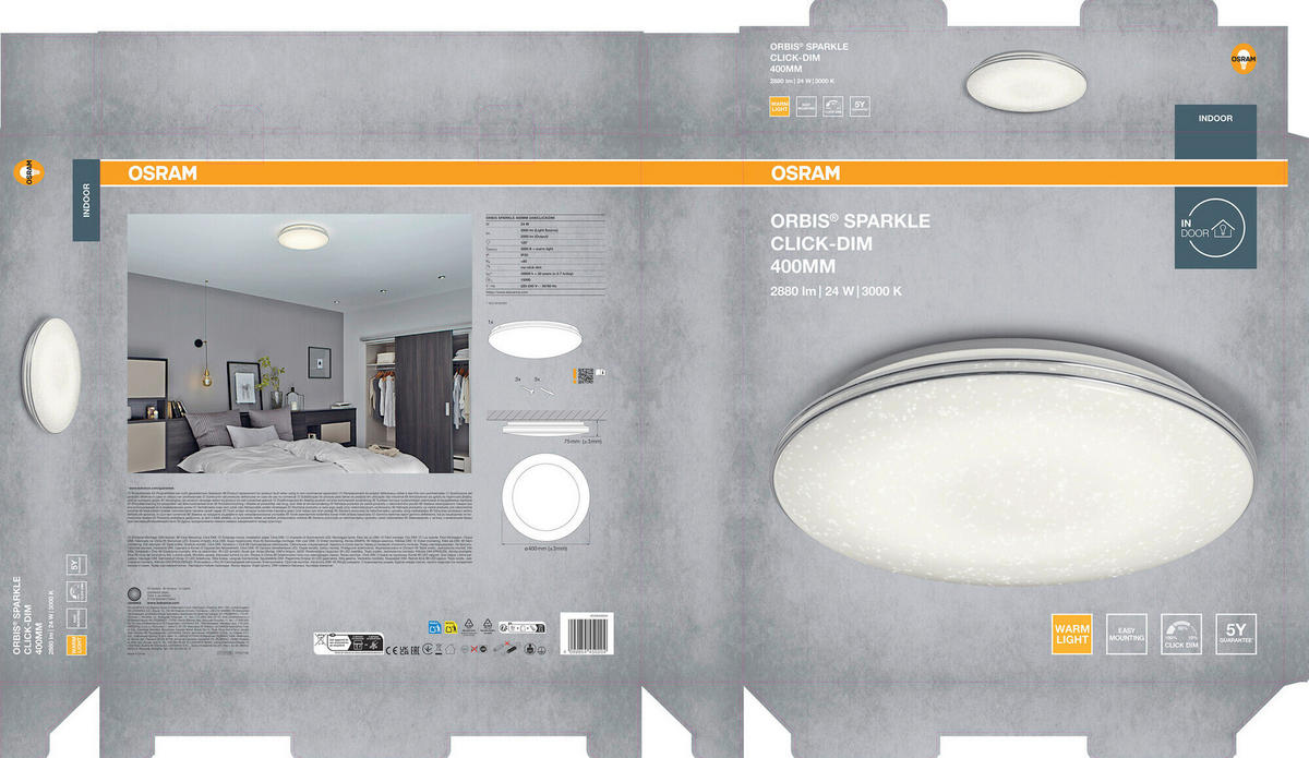 LED-DECKENLEUCHTE 40/9,1 cm   - Weiß, Basics, Kunststoff/Metall (40/9,1cm) - Osram