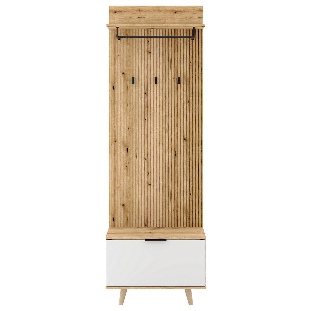 MID.YOU ŠATNA, bílá, barvy dubu, 65/204/40 cm