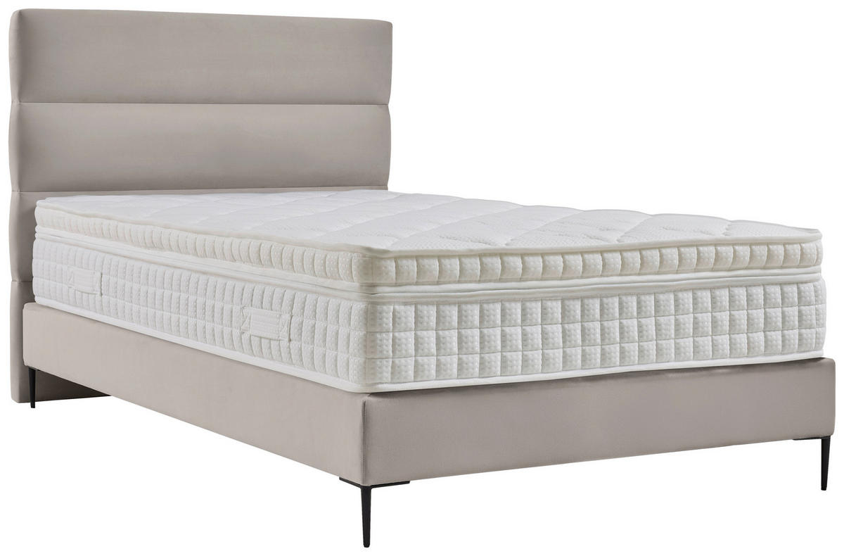 BOXSPRINGBETT 140/200 cm  in Creme  - Creme/Schwarz, MODERN, Holzwerkstoff/Textil (140/200cm) - MID.YOU