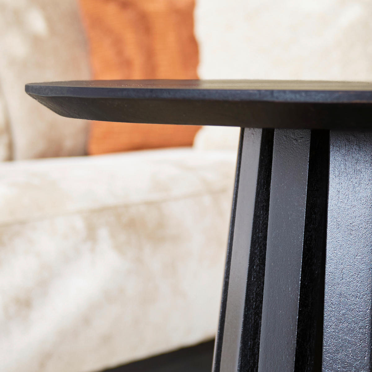 COUCHTISCH Mangoholz massiv 40/40/58 cm rund Schwarz, Braun  - Schwarz/Braun, MODERN, Holz/Metall (40/40/58cm) - MID.YOU